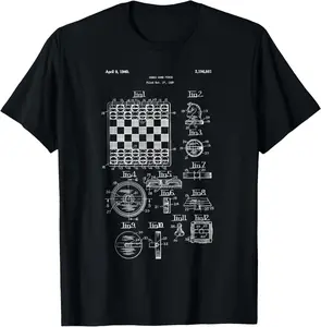100% Cotton Unisex Vintage Chess Board Set Shirt - Old Game Knight Pawn Queen T-Shirt