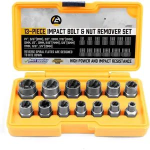 Bolt Extractor Tool, 13 count Bolt Nut Removal Extractor Socket Tool Set
