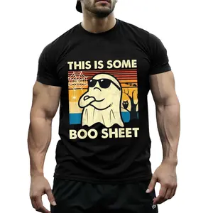 Funny Halloween Ghost Shirt Spooky Season Outfit Ideas Retro Boo Sheet Tee for Men Women Couple Halloween Costume Hoodie Sweatshirt Black