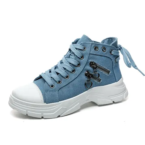 Ubetif Women's High-Top Canvas Athletic Trainers - Lace-Up Comfortable Classic Shoes with Customized Fit, Round Toe Footwear for Funky Casual Streetwear, All Seasons