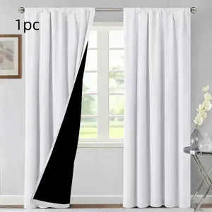 1 Piece 100% Blackout Curtain, Insulation & Soundproofing, Rod Pocket Design, Backside, Lightweight, Suitable for Living Room & Bedroom, Thermal Insulated Curtain