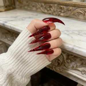 Handmade False Nails, Dual Tone Gradient Glossy Dragon Claw, Long Nail Tips, European Style Cat Claws, Single Piece