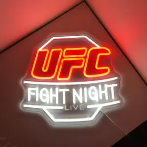 UFC Fight Night Neon Sign Wall Decoration, MMA Logo LED Light, USB Dimmable Men's Room Accessories for Boxing Gym Art, Home Cave, Father's Day Gift