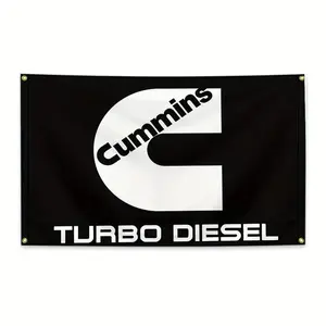 Decorative Cummins Turbo Diesel Engine Text Flag, 3x5 Feet, Durable Polyester Fiber, Indoor Outdoor Use, Easy Hanging, Four Copper Holes, Ideal for Living Room Bedroom Dorm, Outdoor Banners