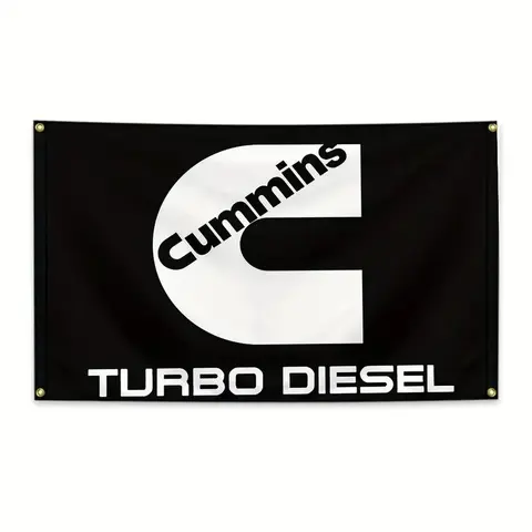 Decorative Cummins Turbo Diesel Engine Text Flag, 3x5 Feet, Durable Polyester Fiber, Indoor Outdoor Use, Easy Hanging, Four Copper Holes, Ideal for Living Room Bedroom Dorm, Outdoor Banners, Wall Decor Flags, Party Decoration, Home Party Decorations