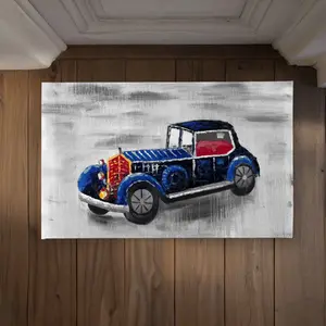 212 MAIN CODM2134W9S1TI 21x34 in. Vintage Blue Toy Car Door Mat - Durable Area Rug, Polyester, Kids Art Themed, Indoor & Outdoor Use, Durable Area Rugs, Polyester Rug