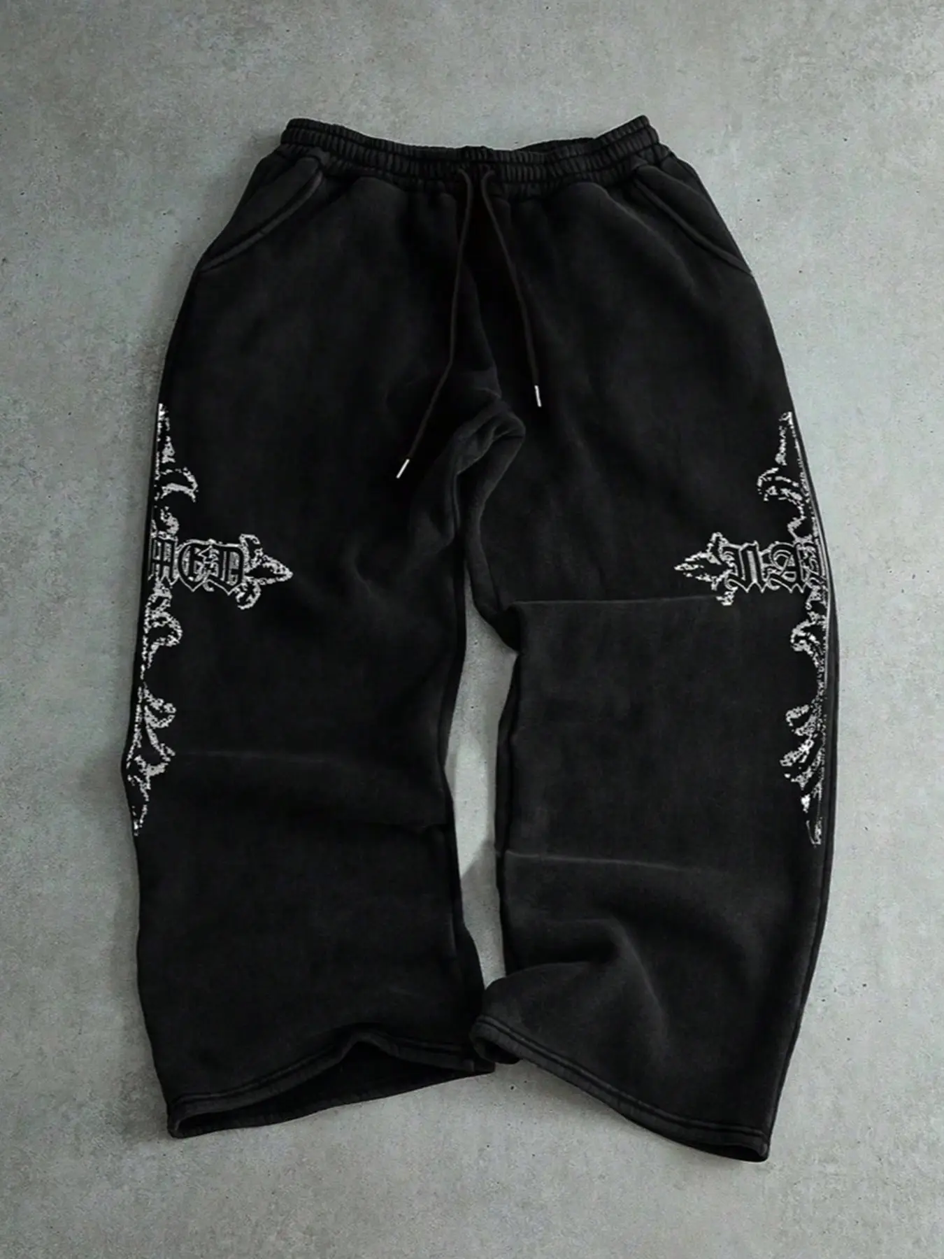 Men's Autumn Cross Print Straight Leg Sports Pants, Cross Print Sweatpants, Drawstring Waist Athleisure, Loose Fit Casual Street Style, All Season Comfortable Wear for Men & Women, Runner Pants, Casual Sports Trousers, Athleisure Bottoms