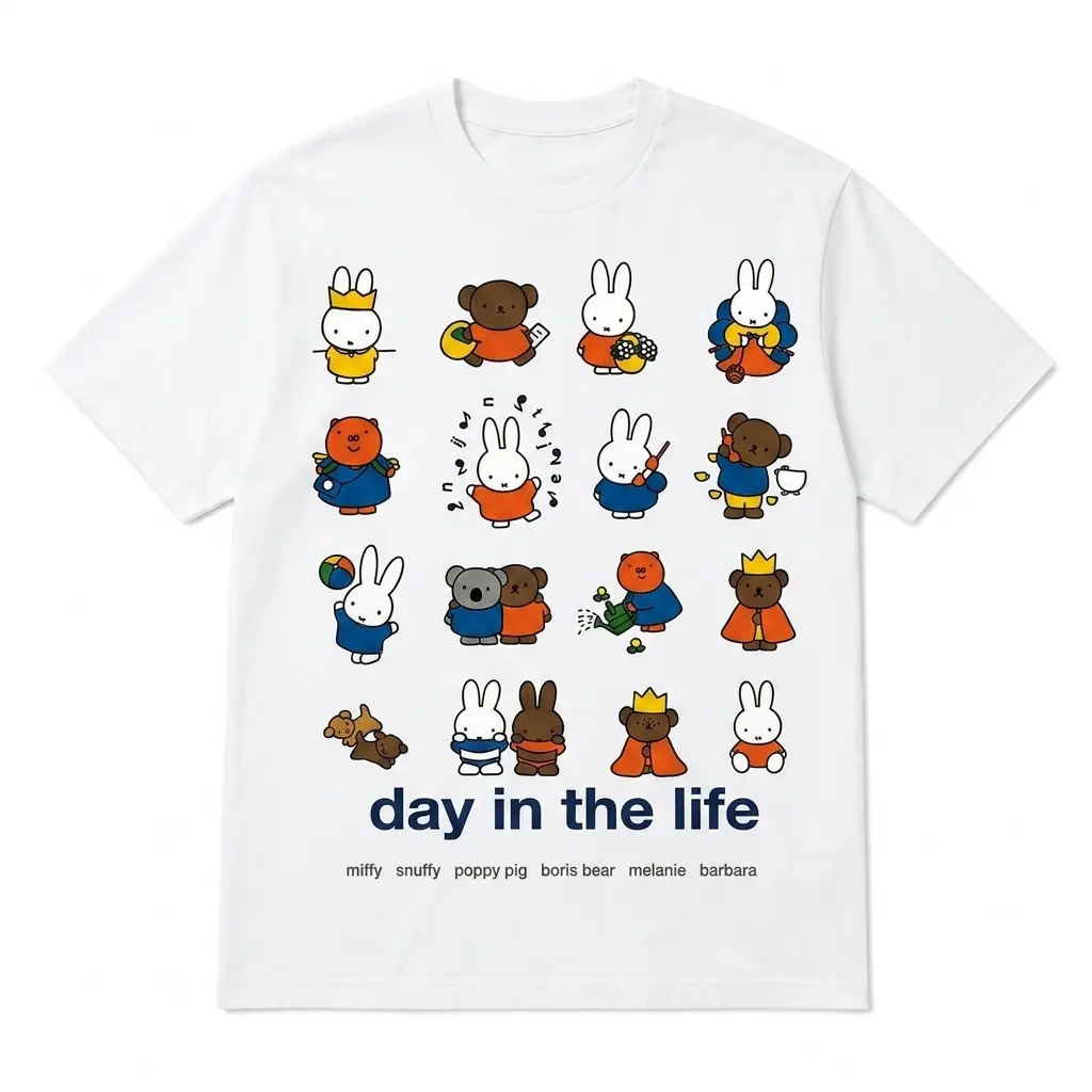 Cute Miffy Day In The Life Graphic T-Shirt, Cute Bunny Shirt, Unisex Top, Miffy Lover Gift, All Size All Color For Men And Women