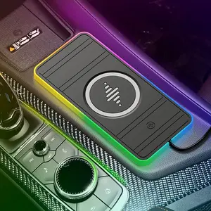 Car Wireless Charger Silicone Non Slip Pad RGB Light for iPhone 17 16 15 14 13 12 Samsung 15W Car Phone Chargers Fast Charging Station