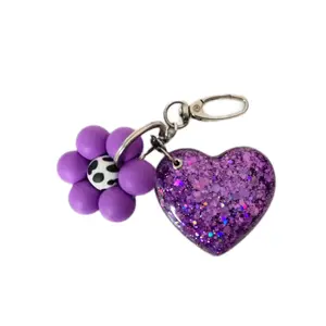 Keychain-Silicone Beaded Flower  w/Clasp, Charm, Luggage, Purse, Bag Tag, Gift, Thank You, Birthday