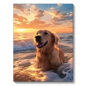 Diamond Painting 5D DIY Round Diamond Painting Cheerful Dog Mosaic Cross Stitch Animal Handmade Home Decoration 30x40cm