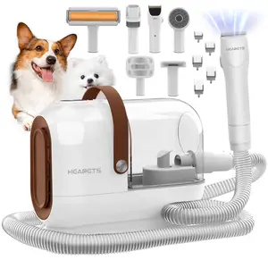 Dog Grooming Vacuum Kit 3L Vacuum with 7 Tools Low Noise Electric Clipper and Brush for Pet Shedding at Home White