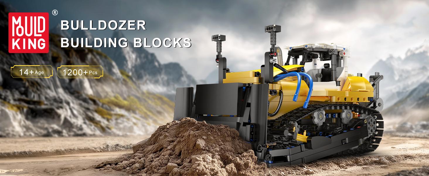 Mould King 19019 Bulldozer Building Set - Technique Heavy Bulldozer Truck Model Kits, Collectible Construction Vehicle Toys, DIY Engineering Building Blocks for Teens and Adults (1200 PCS)