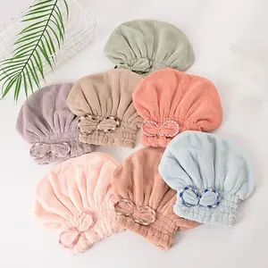 1pc Thickened Shower Cap, Hair Drying Cap For Women, Absorbent Coral Fleece Hair Drying Towel, Cute Korean Long Hair Drying Cap, Shower Essentials, Bathroom Accessory