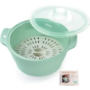 Collapsible Silicone Microwave Vegetable Steamer with Removable Steam Rack, 42oz BPA-Free Silicone Steamer for Cooking Fresh & Frozen Vegetables Dumplings Buns Prep Meal, Dishwasher Safe