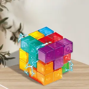 Magnetic Building Blocks Magic Cube Puzzle Toy, Educational Assembly Toy for Kids, Creative Thinking Game, Fun Learning Activity