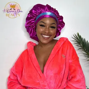 Queenz Den Double Layer Reversible Silky Satin Bonnet with Adjustable Ties - Premium Bonnets for Long Hair, Available in Multiple Colors Haircare