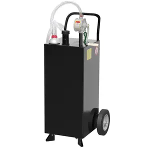 【GARVEE】35 Gallon Fuel Gas Caddy with Wheels and Manual Transfer Pump, Diesel Fuel Transfer Storage Tank with 9.8ft Hose, Gasoline and Diesel Fuel Container for Cars, Lawn Mowers, ATVs, and Boats, Black