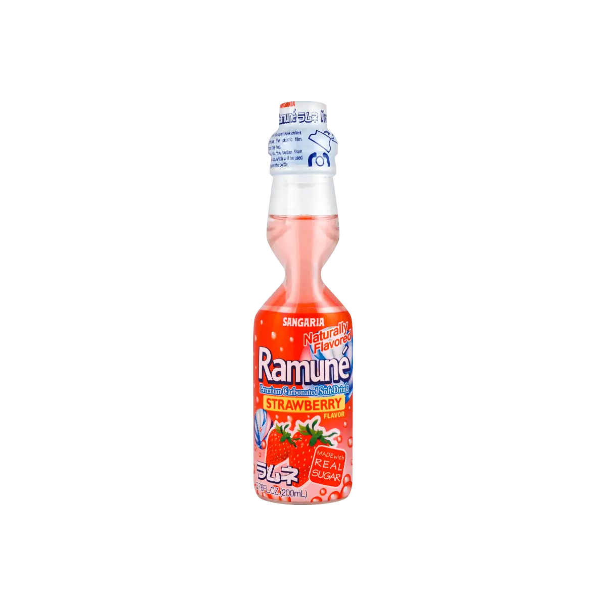 SANGARIA Japanese Ramune Strawberry Soda 200ml - Classic Japanese Marble Soda Drink SANGARIA Japanese Ramune Strawberry Soda 200ml - Classic Japanese Marble Soda Drink