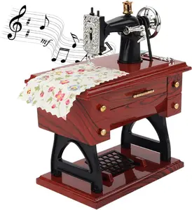 Vintage Sewing Machine Design Music Box, 1 Count Retro Sewing Machine Music Box, Desktop Decoration for Home Living Room Bedroom, Fun Home Decor Ornament, Gift for Friends & Family