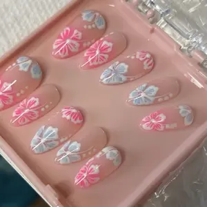 Handmade Gel Press on nails| Hibiscus Flowers