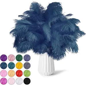 30pcs Navy Blue Ostrich Feathers Natural Bulk 9-12inch(23-30cm) Vase Craft Wedding Home Party Centerpieces Christmas Day Decoration