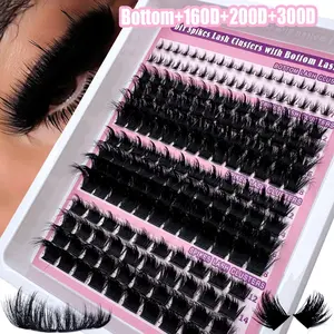 300D+200D+160D/160D+100D+60D Spikes Lash Cluster Eyelash Extensions, Eyelashes Extensions 180pcs/260pcs Thick Spiky Individuals Lashes 10-18mm Eyelash Extension D/DD Curly Lash Extension Spiky Cluster Individuals Fairy Cluster Lashes Mink Lash Extension