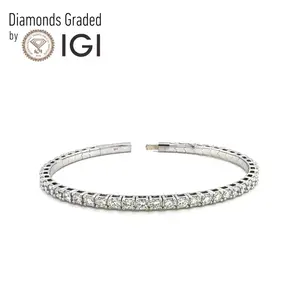 IGI 3.75CT Round cut Fancy Natural Diamond Bangle Bracelet 14K White Gold