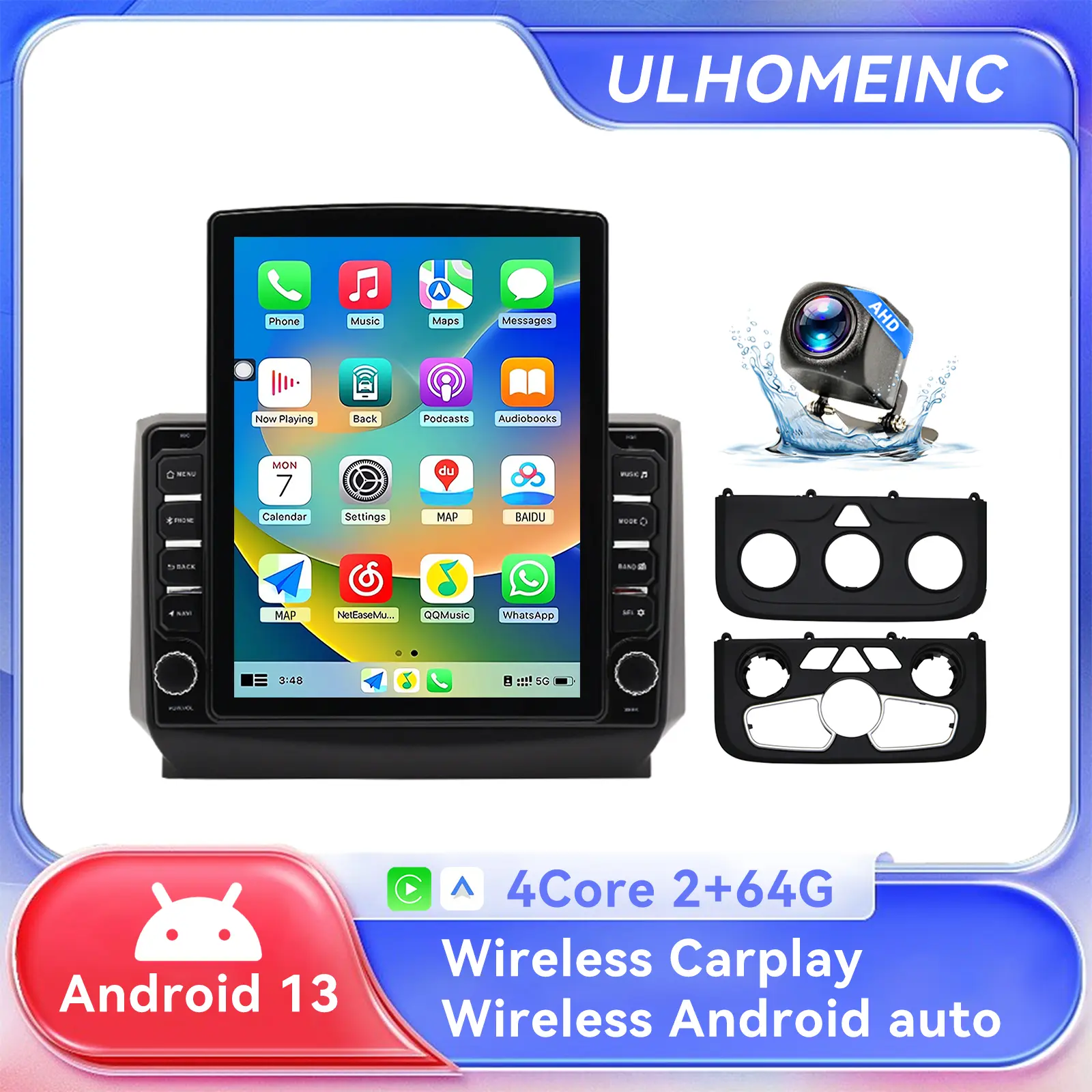 9.7" Android 13 Car Stereo for Dodge RAM 1500/2500/3500 2013-2018,Wireless/Wired CarPlay & Android Auto,2+64GB,GPS/WiFi/DSP/Backup Cam,for Manual & Auto AC