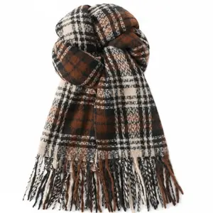 Women’s Winter Scarf Large Warm Shawl Plaid Tassel Wrap Soft Cozy Oversized Winter Wrap for Fall and Winter Outfits |Travel & Everyday Fashion Accessory|Soft All-Season Printed Scarf |Versatile Hair & Shoulder Accessory|Elegant Herringbone Cashmere Scarf