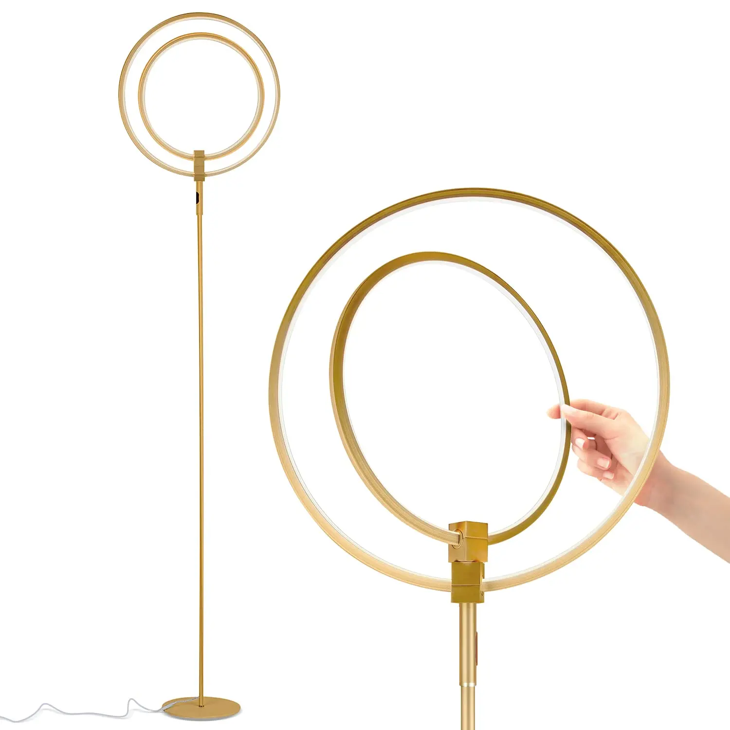 Brightech Eclipse Modern LED Torchiere Floor Lamp - High Brightness, Built-in Touch Dimmer, Adjustable LED Light Lamps with Bases & Shades, Halogen Alternative for Living Room Ambient Lighting, Adjustable Led Light Lamps, Bases & Shades