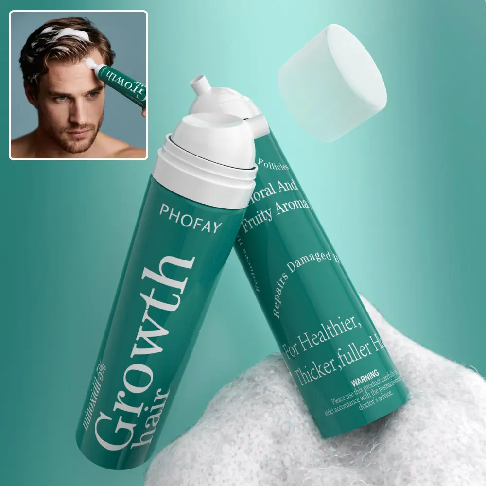 PHOFAY 5% Minoxidil Hair & Beard Serum Kit with Hair Roller - Lightweight Liquid for Male Adults' Daily Scalp & Beard Care, Any Grooming Needs, Haircare Gift, Aqua, Argan Oil, Lactic Acid, Facial Hair Growth