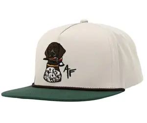 American Fetcher Snapback Hat GSP With Quail - Cream Green Rope
