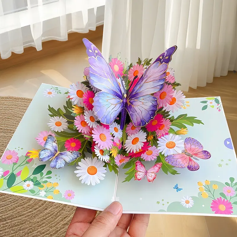 3D Floral Bouquet Greeting Card for Birthdays, Valentine's Day Surprise Gift, Unique Festive Pop-Up Card Design, Premium Card Stock, Quality Material, Interactive Greeting Card