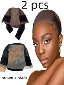 Women’s Lace Wig Grip Cap, 4x5 Transparent Design, Non-Slip Wig Gripper for Secure Fit  , & Medium Size (Brown and Black)