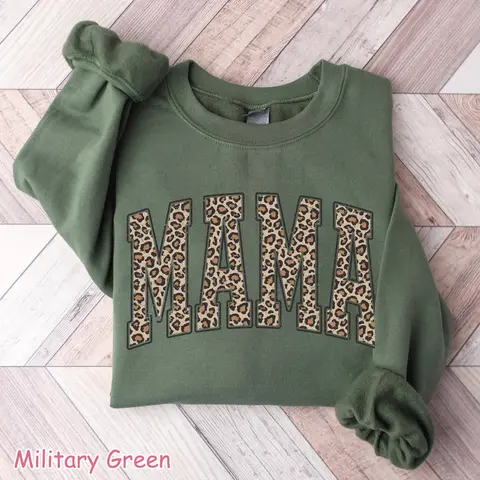 Leopard Mama Sweatshirt, Cute Mom Sweatshirt, Gift for Mom, Retro Varsity Mama Crewneck, New Mom Gift, Mom Sweater, Gift for Women