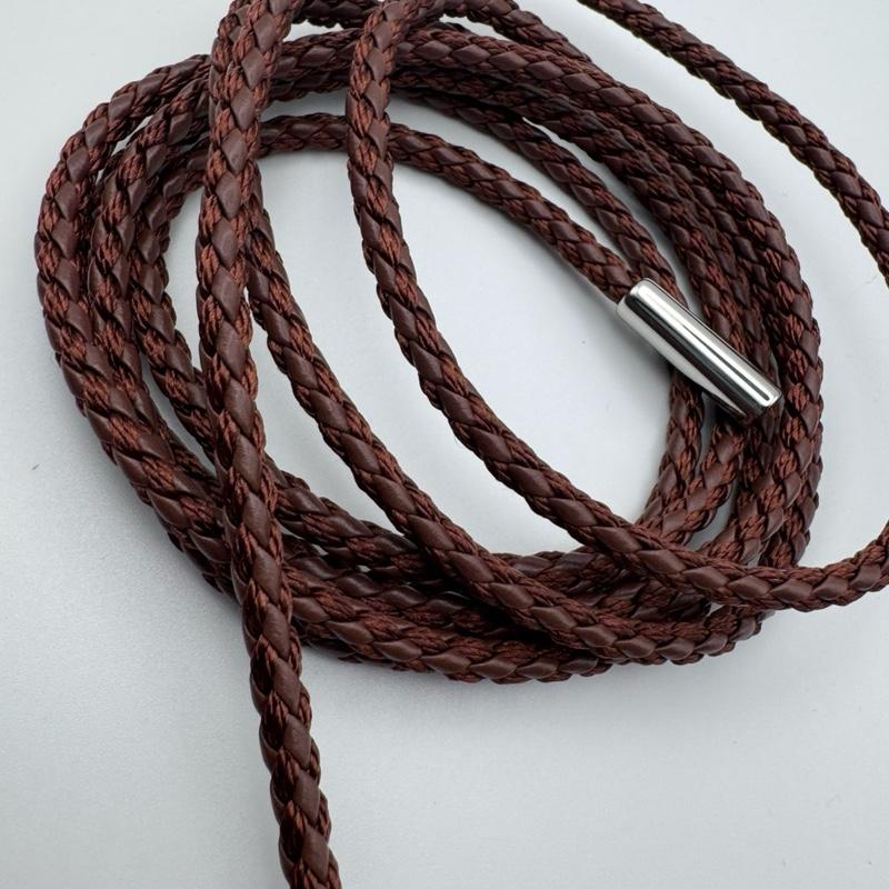 Tie-up Burgundy Braided Rope belt in soft leather