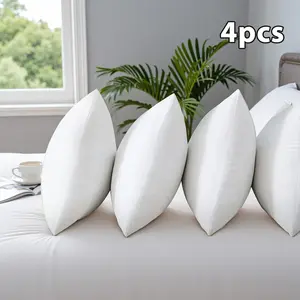 4pcs High Quality Fluffy Square Pillow Cores with Zipper - Plump White Stuffer Cushion Inserts, Ideal for Sofa, Bed & Patio Cushion Fillings, Perfect for Outdoor Camping And Travel, Great Family Gift Choice