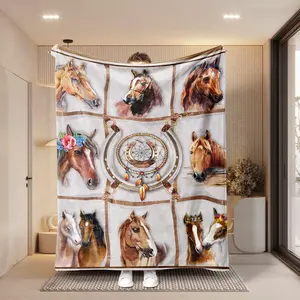 New Horse Print Blanket, Ultra-Soft Comfortable Home Experience, Ideal for Travel Leisure Air Conditioning Rooms, Fashion Warm All Seasons Cover
