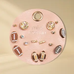 Football Basketball Earrings Set – Sports Team Game Day Varsity Studs for Women, Multi-Pair Assorted Earrings, Perfect Jewelry Gift for Girls & Moms