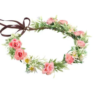 Fairy Flower Crown - Fashion  Flower Headband Mini Rose Hair Wreath Women Girls Floral Headpiece for Wedding Festival Halloween