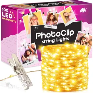 Photo Clips String Light - Warm White Fairy Lights With For Hanging Pictures Teen Girl Room Decor  Trendy Stuff Birthday Gift Any Year Old Tween (100 Led 33 Ft)