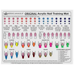 Americanails Original Acrylic Nail Training Mat - 15.75" x 11.75" Silicone Application Mat for Acrylic Nail Skills Practice