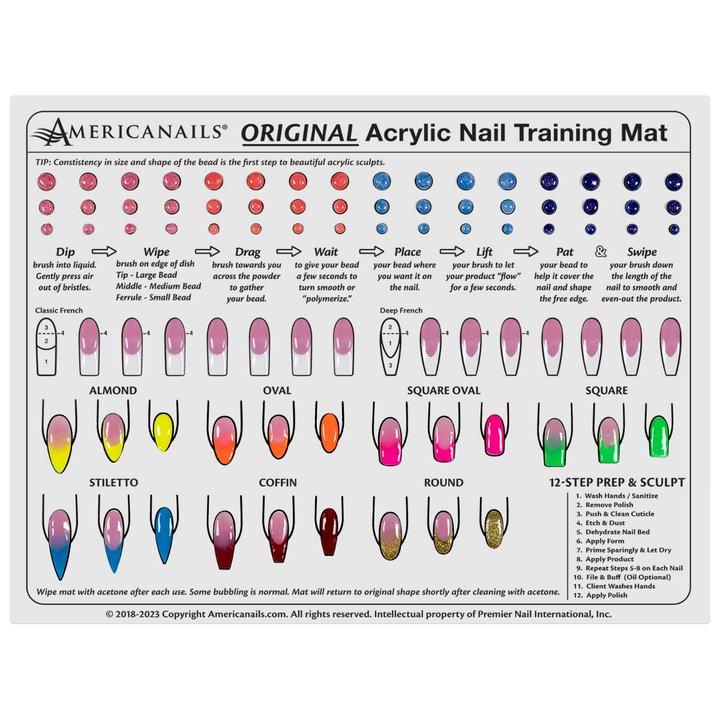 Americanails Original Acrylic Nail Training Mat - 15.75" x 11.75" Silicone Application Mat for Acrylic Nail Skills Practice