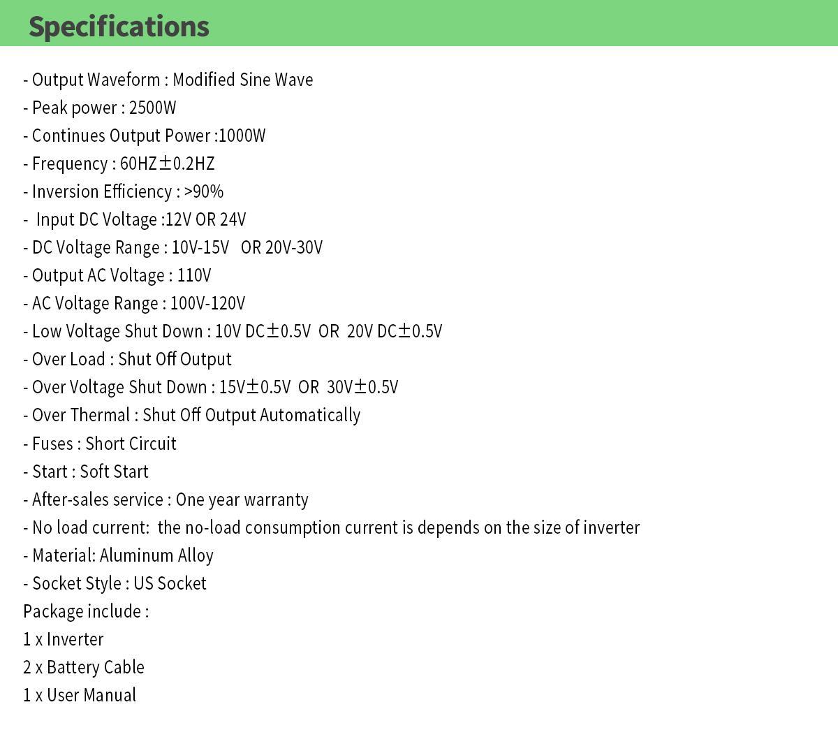 A must-have for camping! Modified sine wave inverter 2500W, DC 24V to AC 110V, mobile phone/computer/car refrigerator at any time, say goodbye to the anxiety of power outage, overload protection, and more assured to use electricity