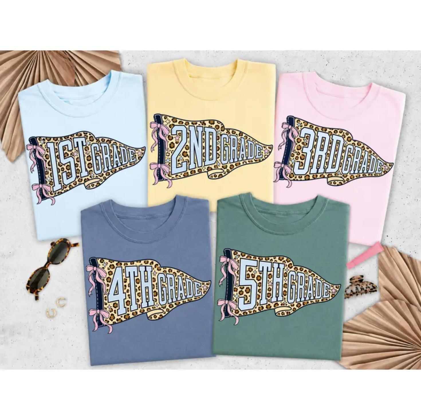 Teacher Team Leopard Design Shirts, Comfort Colors Back To School Shirt, Grade Level Team Tees, Teacher Gift, First Second Third Fourth Fifth Grade