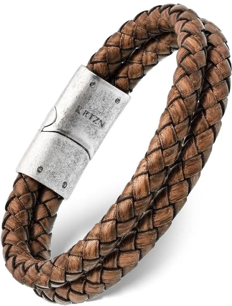 RTZN Double Brown Braided Leather Bracelet RTZN Double Brown Braided Leather Bracelet