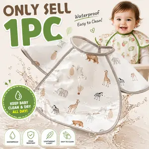 1pc pocket full-print sleeveless feeding bib teaching aid, easy to clean and stain-resistant, essential early education material for hands-on activities