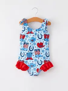 Cowboy Boots Floral Boutique Swimsuit - Stylish Design with Floral Details and Comfortable Fit, Bathing Suit