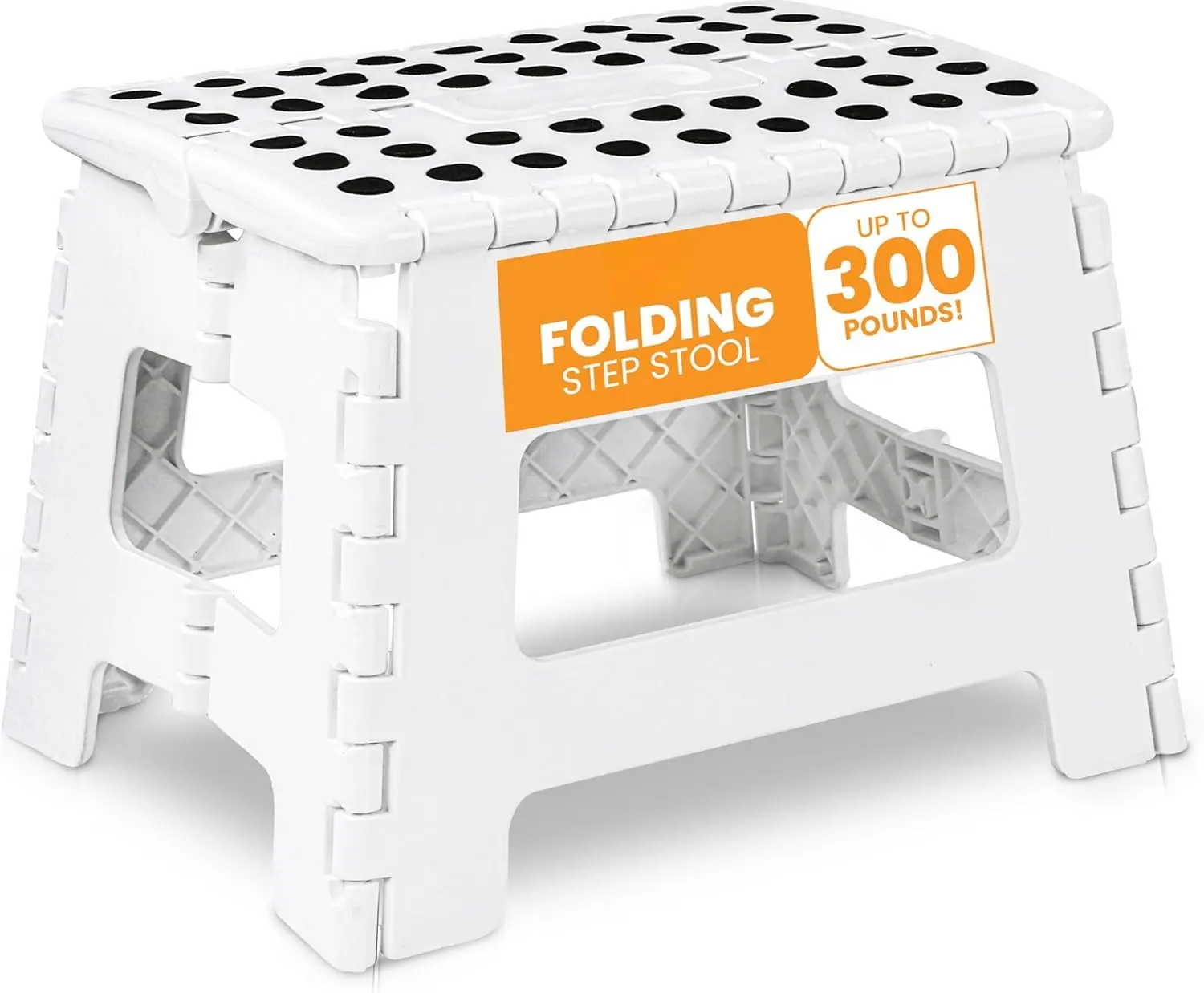 Home Modern Folding Step Stool with 9 Inch Height Holds Up to 300 lbs Lightweight Plastic Foldable Step Stool for Kitchen Bathroom Living Room White